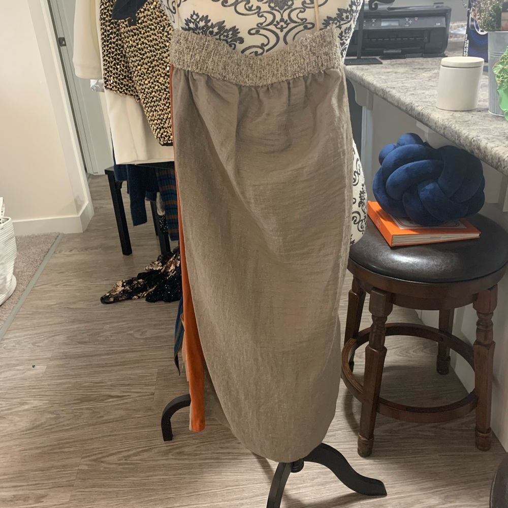 JIJIL - Asymmetrical Dress in Tan and Orange